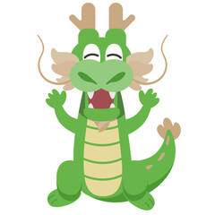 かわいいドラゴンのキャラクターのイラスト_ 万歳