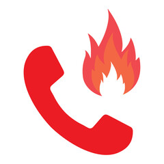 Vector illustration of fire phone icon sign and symbol. colored icons for website design .Simple design on transparent background (PNG).