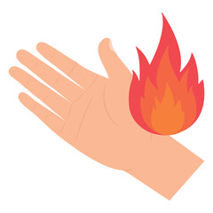 Vector illustration of burning hands icon sign and symbol. colored icons for website design .Simple design on transparent background (PNG).