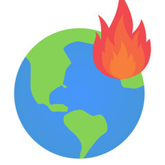 Vector illustration of the earth is on fire icon sign and symbol. colored icons for website design .Simple design on transparent background (PNG).