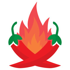 Vector illustration of hot chili icon sign and symbol. colored icons for website design .Simple design on transparent background (PNG).
