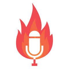 Vector illustration of hot podcasts icon sign and symbol. colored icons for website design .Simple design on transparent background (PNG).