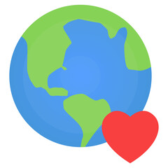 Vector illustration of earth love icon sign and symbol. colored icons for website design .Simple design on transparent background (PNG).