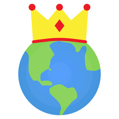 Vector illustration of earth king icon sign and symbol. colored icons for website design .Simple design on transparent background (PNG).