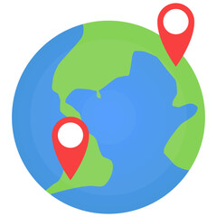 Vector illustration of location on earth icon sign and symbol. colored icons for website design .Simple design on transparent background (PNG).