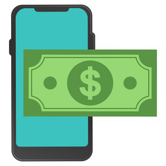 Vector illustration of smartphone money icon sign and symbol. colored icons for website design .Simple design on transparent background (PNG).