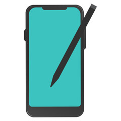 Vector illustration of smartphone pen icon sign and symbol. colored icons for website design .Simple design on transparent background (PNG).