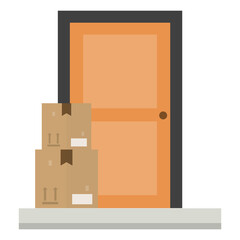 Vector illustration of package box in front of the door icon sign and symbol. colored icons for website design .Simple design on transparent background (PNG).