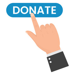 Vector illustration of press the donate button icon sign and symbol. colored icons for website design .Simple design on transparent background (PNG).