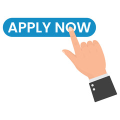 Vector illustration of press the apply now button icon sign and symbol. colored icons for website design .Simple design on transparent background (PNG).