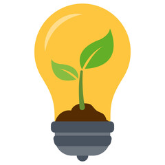 Vector illustration of plants in the lamp icon sign and symbol. colored icons for website design .Simple design on transparent background (PNG).
