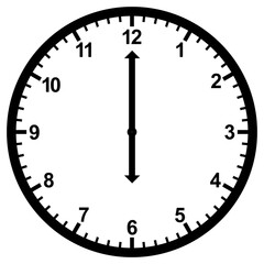 Vector illustration of six o'clock icon sign and symbol. colored icons for website design .Simple design on transparent background (PNG).