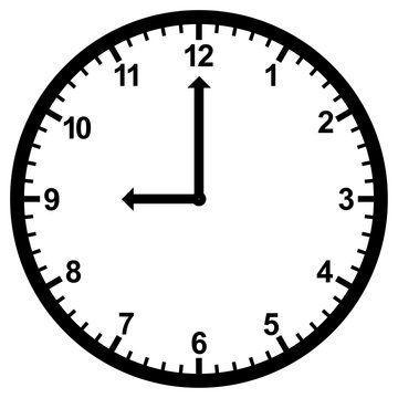 Vector illustration of nine o'clock icon sign and symbol. colored icons for website design .Simple design on transparent background (PNG).