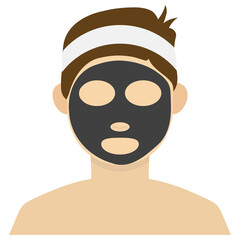 Vector illustration of black face mask icon sign and symbol. colored man icons for website design .Simple design on transparent background (PNG).