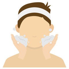 Vector illustration of use facial soap icon sign and symbol. colored man icons for website design .Simple design on transparent background (PNG).