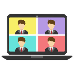 Vector illustration of online meeting icon sign and symbol. colored icons for website design .Simple design on transparent background (PNG).