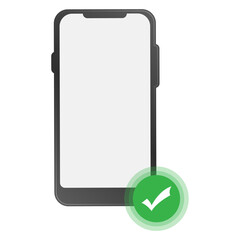 Obraz premium Vector illustration of smartphone approval icon sign and symbol. colored icons for website design .Simple design on white background.