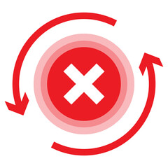 Fototapeta premium Vector illustration of change rejected icon sign and symbol. colored icons for website design .Simple design on Transparent background (PNG).