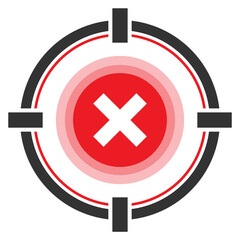 Vector illustration of wrong aiming  icon sign and symbol. colored icons for website design .Simple design on Transparent background (PNG).