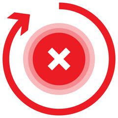 Vector illustration of rejected is repeated icon sign and symbol. colored icons for website design .Simple design on Transparent background (PNG).