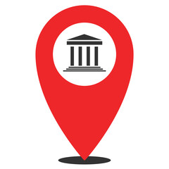 Vector illustration of Government location. Simple icon in red color on White background.