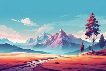 Landscape with mountains and clouds