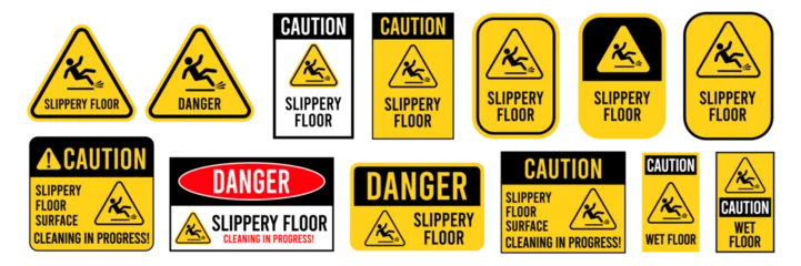 Foto op Aluminium Hazard slippery surface wet floor sign, vector illustration isolated on white background. © IQ art_Design