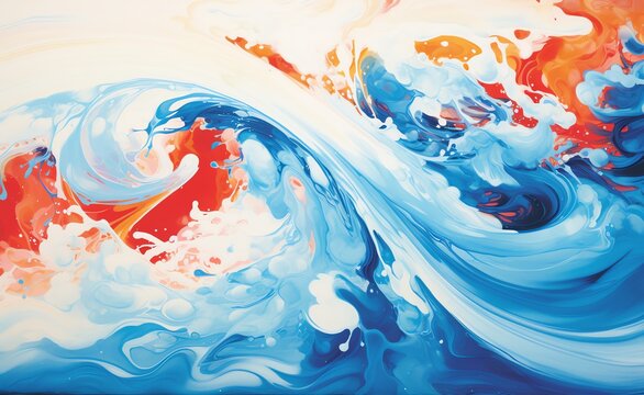 abstract background with blue, red and white paint splashes