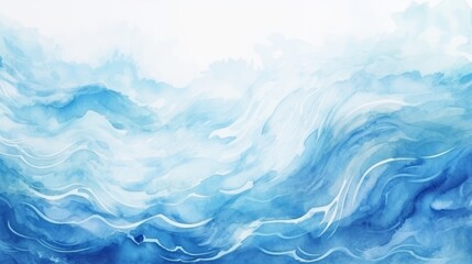 Obraz premium dreamlike blue abstract wavy watercolor waves background wallpaper wave background, in the style of colorful graphic art