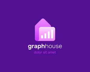 Colorful flip house logo with graphic chart symbol