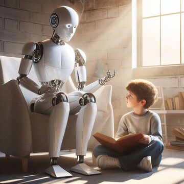 ai education teacher robotic child school risks risk virtual school - ai generated