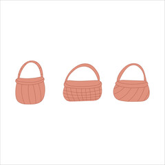 wicker baskets carry products goods set elements