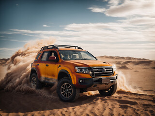 Fototapeta na wymiar four wheel car in desert