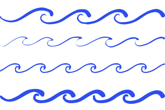 Waves line set. Waves collection vector illustration. Wave line and wavy zigzag pattern lines. Smooth end squiggly horizontal curvy squiggles
