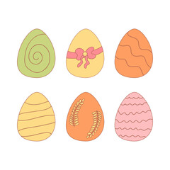 eggs colored pattern leaves stars set elements