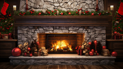 Fireplace mantel decor, Christmas themed hd wallpaper photography
