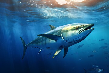 Albacore fish in natural ocean environment. Wildlife photography