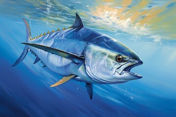 Albacore fish in natural ocean environment. Wildlife photography