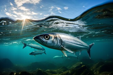 Anchovy fish in natural forest environment. Wildlife photography