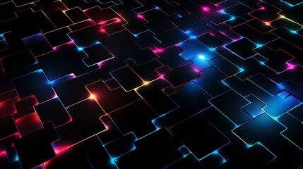 Obraz premium abstract geometric background with neon lights and cubes