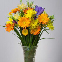bouquet of yellow flowers in vase