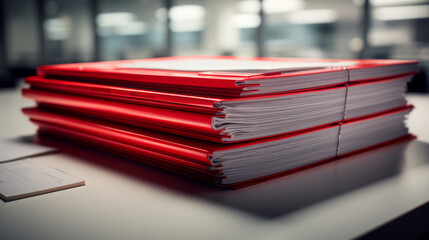 A shot of a stack of legal documents, with a red seal stamped on the top - obrazy, fototapety, plakaty