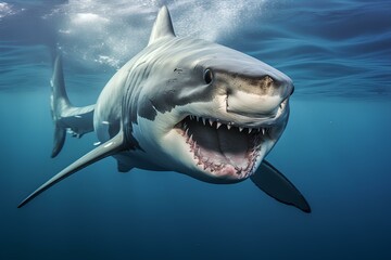great white shark in ocean natural environment. Ocean nature photography