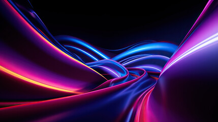 neon curve background abstract background with smoke