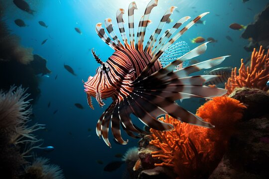 lion fish in ocean natural environment. Ocean nature photography