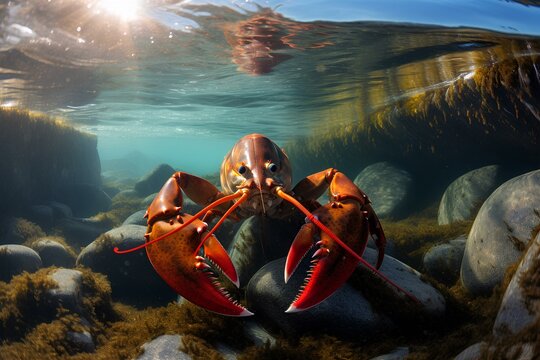 lobster in ocean natural environment. Ocean nature photography