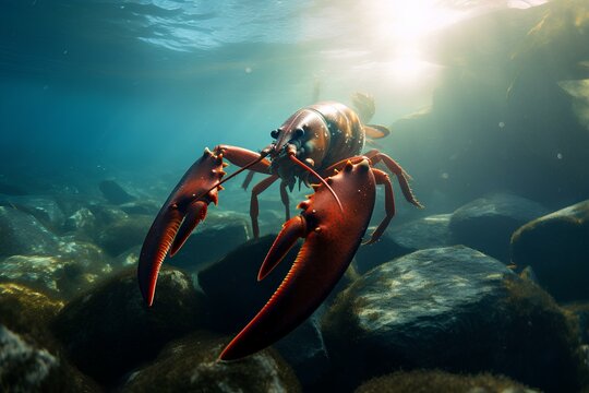 lobster in ocean natural environment. Ocean nature photography