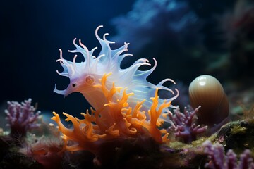 Fototapeta na wymiar nudilbranch in ocean natural environment. Ocean nature photography