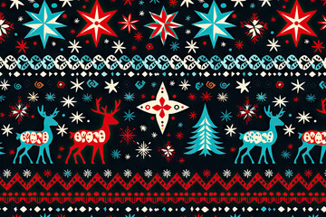 a christmas pattern with stars and reindeers on black background stock photo - rights for all ages, from 1 99 to
