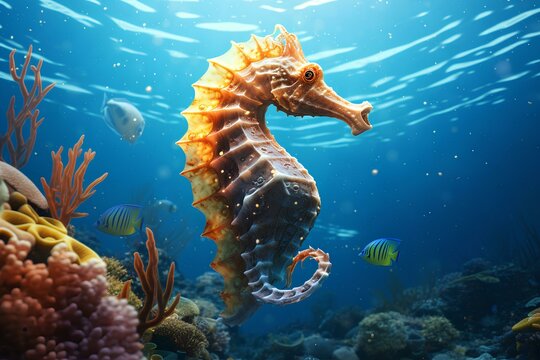 sea horse in ocean natural environment. Ocean nature photography